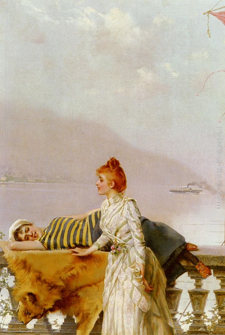 On The Balcony painting - Vittorio Matteo Corcos On The Balcony art painting